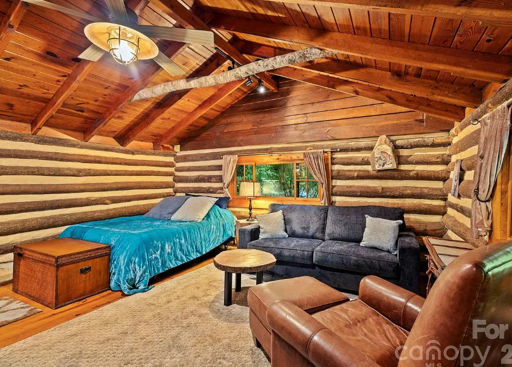 Beautiful setting! Pretty log cabin! Almost 12 acres in North Carolina. $499,000