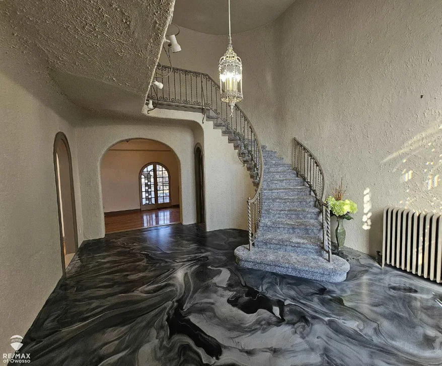 Foyer floor is interesting! Circa 1930 in Michigan. $249,900