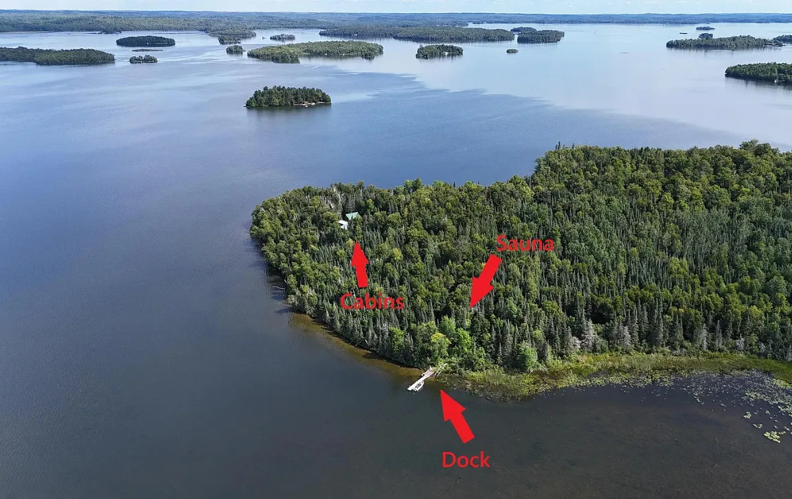 33 acre private peninsula with two cabins in Minnesota! Dreamy!
