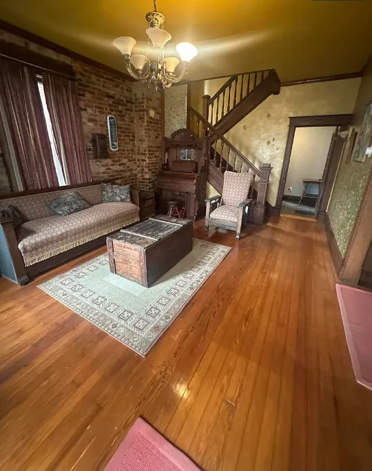 Love the bathroom with the chandelier! Circa 1922 in Virginia.
