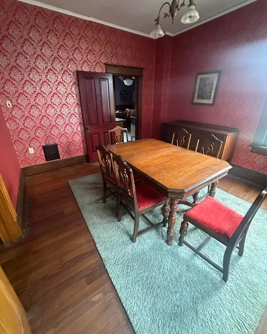 Love the bathroom with the chandelier! Circa 1922 in Virginia.