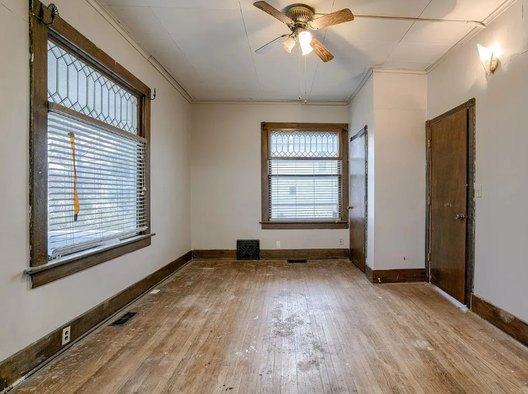 Love the pink tile bathroom! Circa 1908 in Nebraska