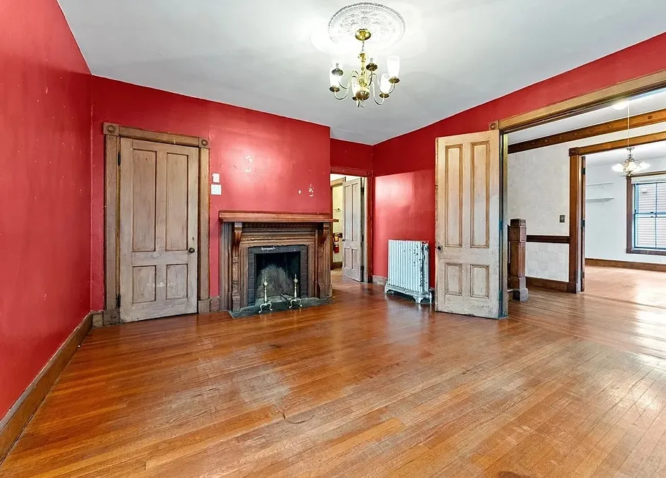Pretty woodwork! Love the brick patio! Circa 1883 in Massachusetts
