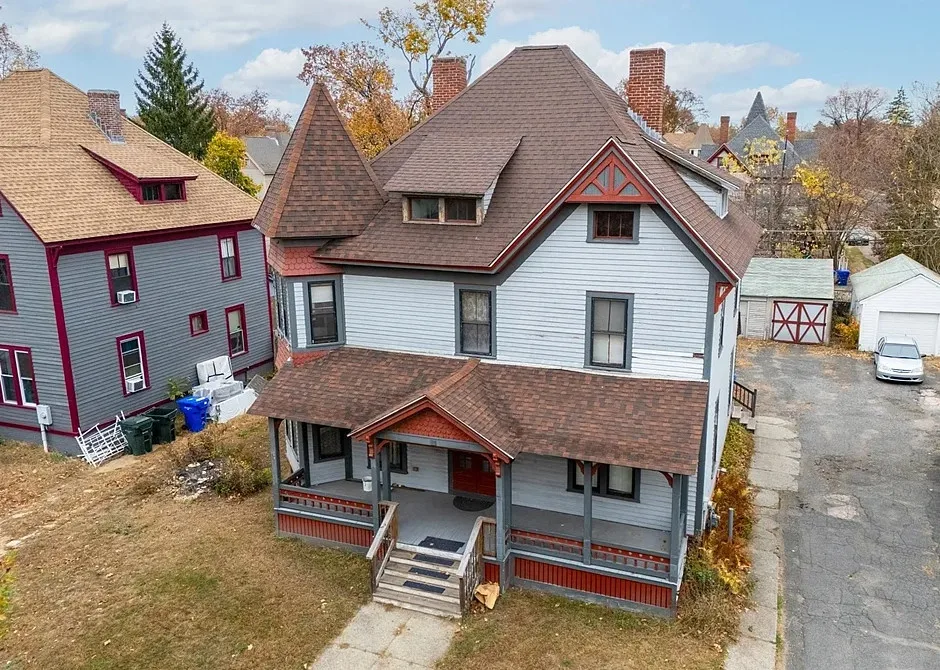 Pretty woodwork! Love the brick patio! Circa 1883 in Massachusetts