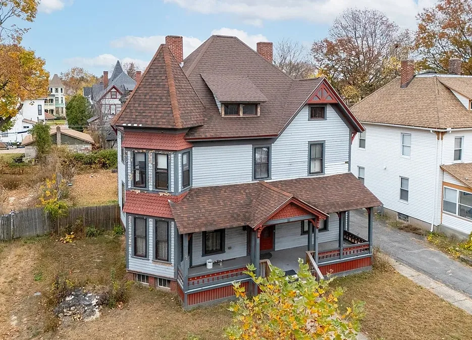 Pretty woodwork! Love the brick patio! Circa 1883 in Massachusetts
